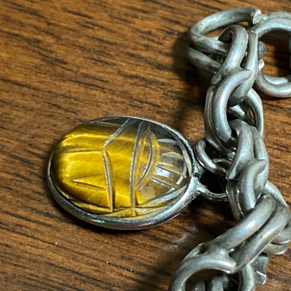 Vintage Sterling Silver Charm Bracelet With Spider Sterling Charm and stone - Picture 4 of 9